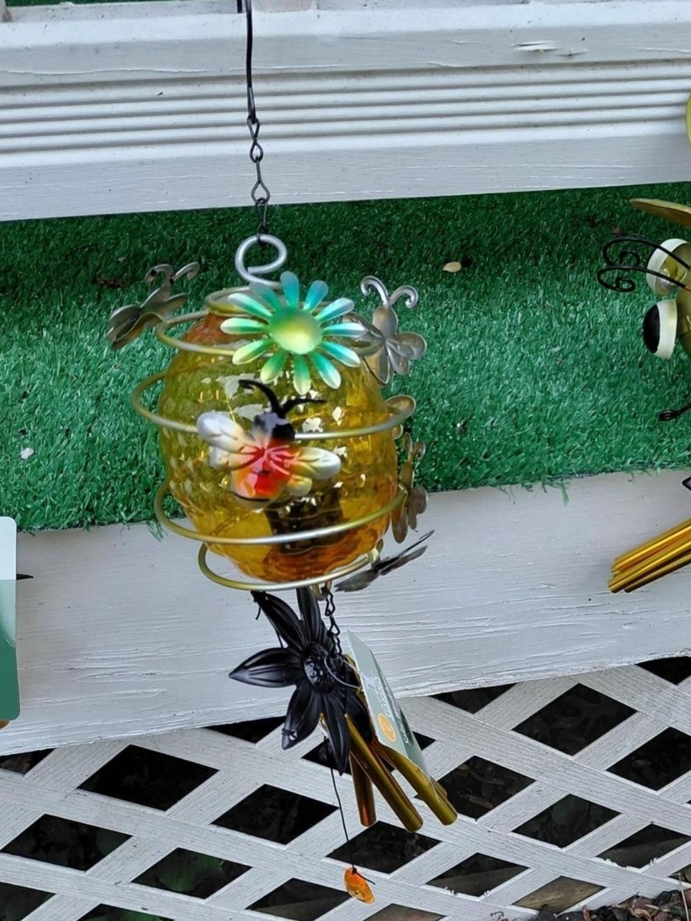 Yellow Solar Floral Hanging Garden Accent - Unbranded